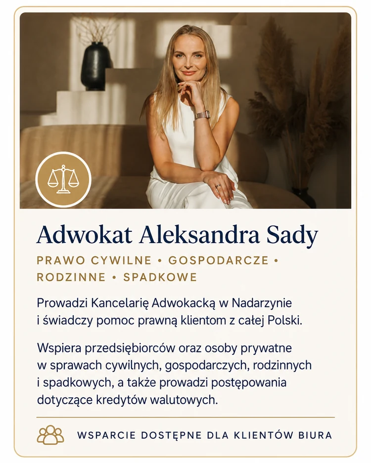 Adwokat Aleksandra Sady — ekspertka współpracująca z Family Company